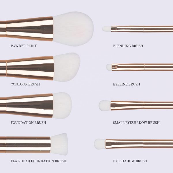 2221-3 8PCS Golden Metallic Makeup Brush Set