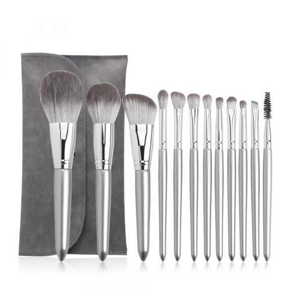 12PCS Silvery Makeup Brush Set