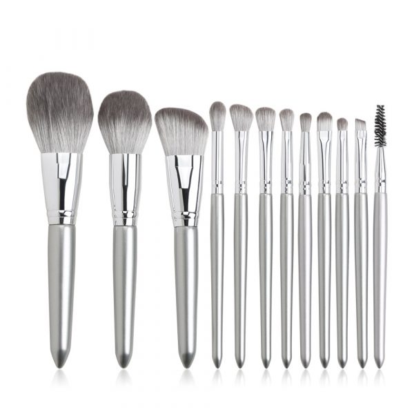12PCS Silvery Makeup Brush Set