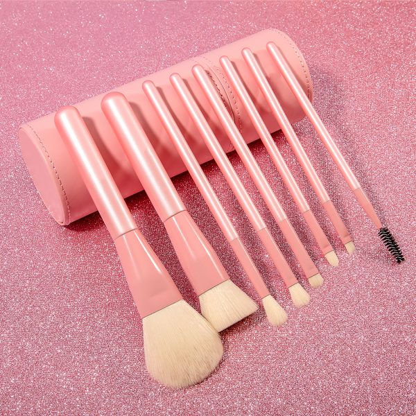 8PCS Pink Travel Makeup Brush Kit