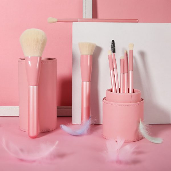 8PCS Pink Travel Makeup Brush Kit