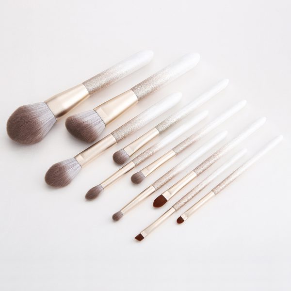 2265 (4) 10PCS White Gold Gradient Makeup Brush Set