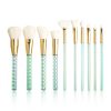 10PCS Green Holographic Makeup Brush Set