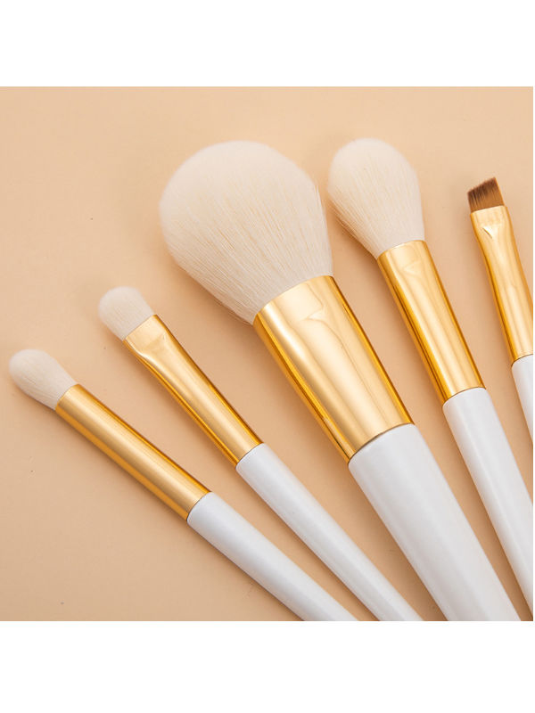 2279 (3) 5PCS Pearl White Makeup Brush Set