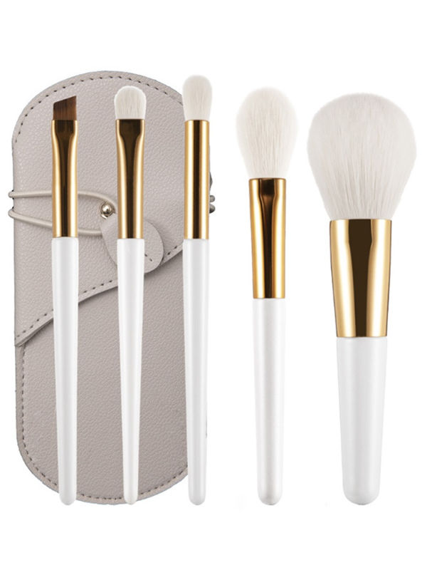 2279 (4) 5PCS Pearl White Makeup Brush Set