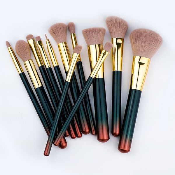 2281 (1) 12PCS Black Red Makeup Brush Set