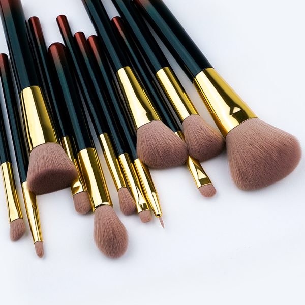 2281 (3) 12PCS Black Red Makeup Brush Set