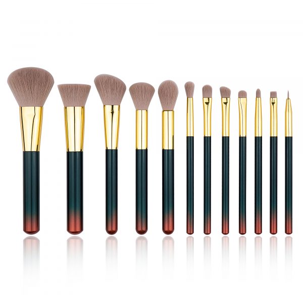 2281 12PCS Black Red Makeup Brush Set