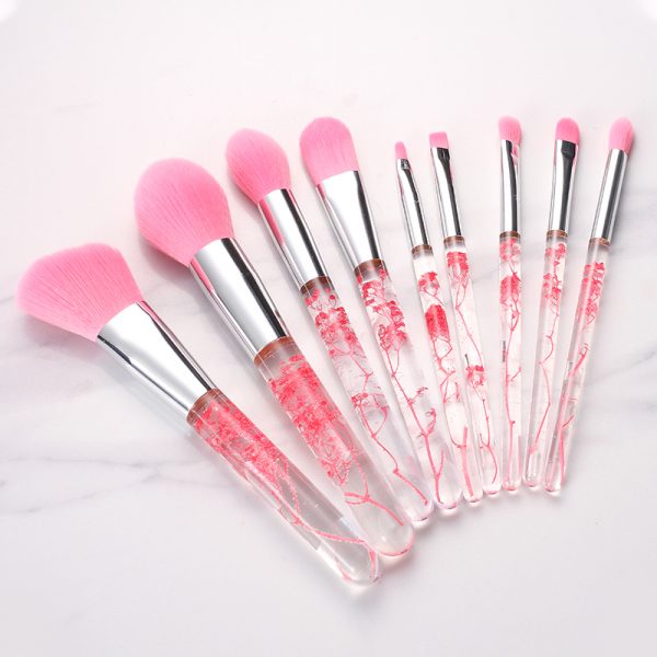 F9.2 9PCS Resin Flower Makeup Brush Set