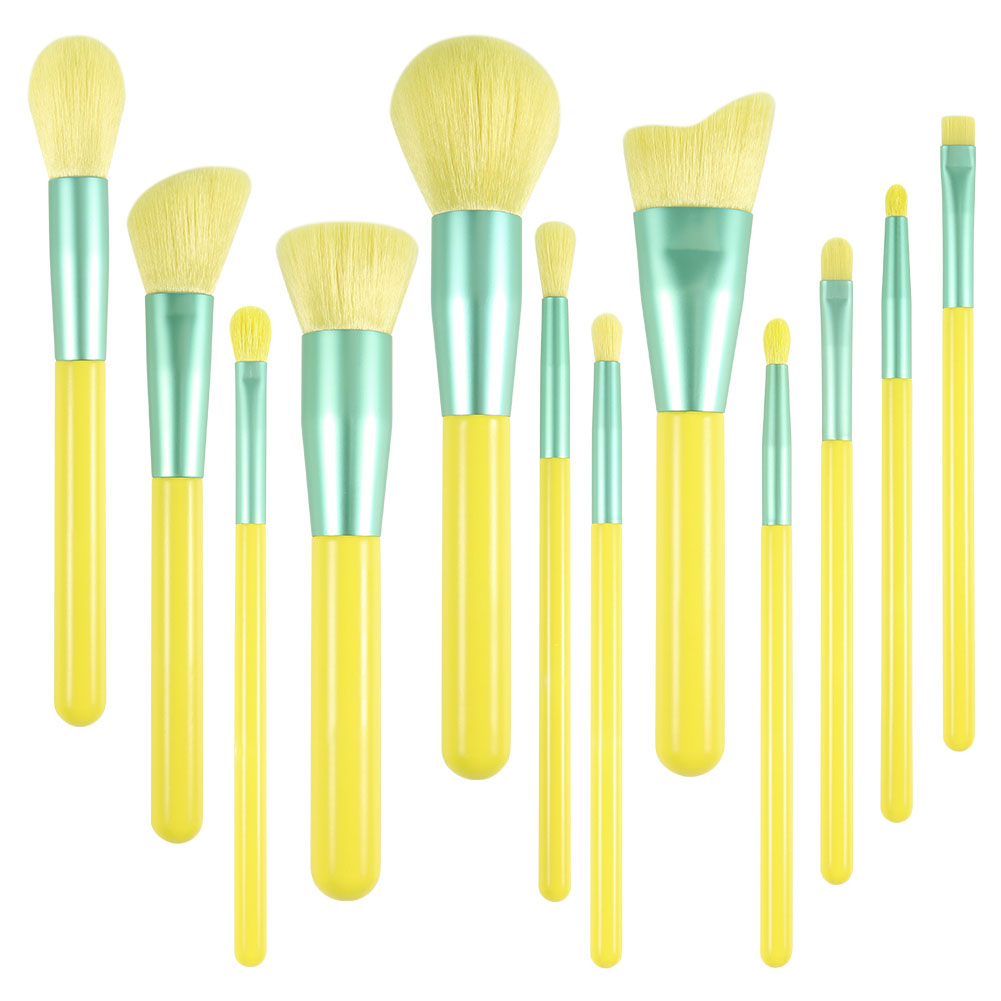 12pcsyellow 12PCS Lemon Makeup Brush Set