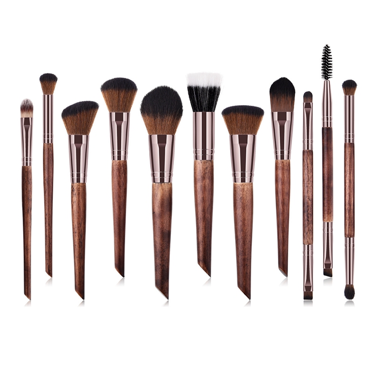 11PCS Eco Original Wood Makeup Brush Set