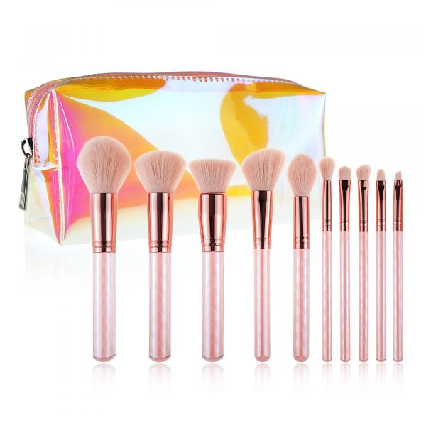 2269 10PCS Pink Jelly Makeup Brush Set