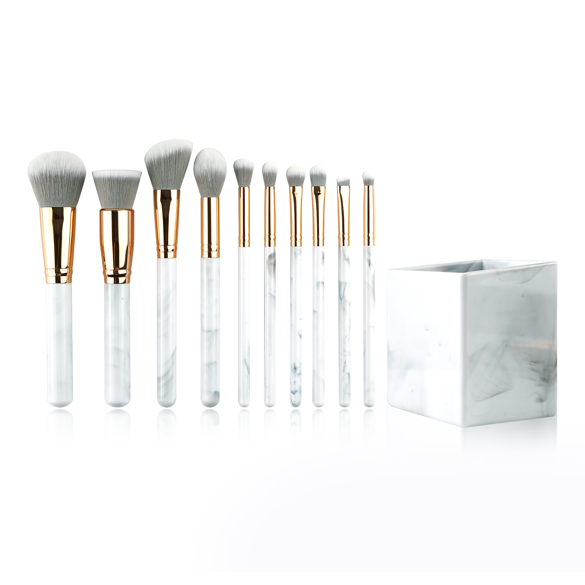 10PCS Classical Marbling Makeup Brush Set