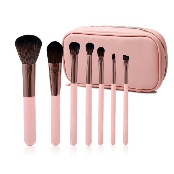 2287 5 7PCS Pink Travel Makeup Brush Set