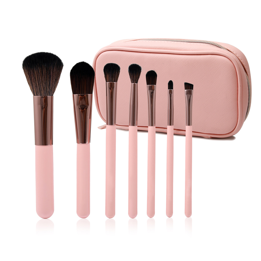 7PCS Pink Travel Makeup Brush Set