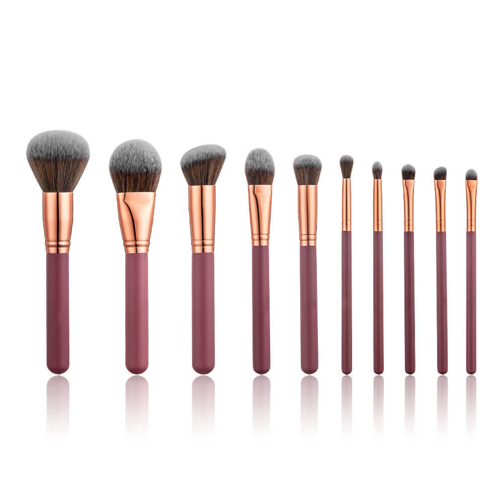 10PCS Coffee Makeup Brush Set