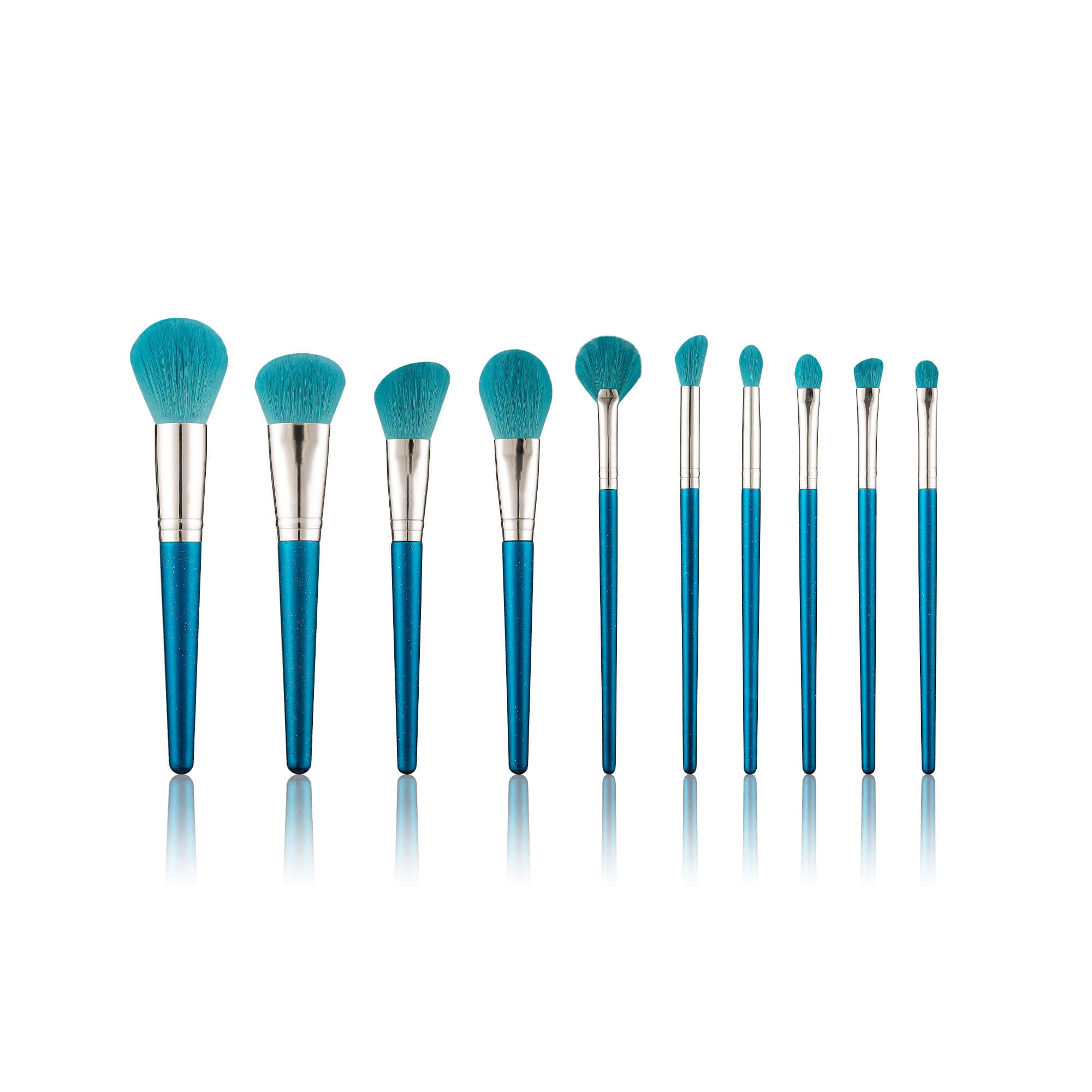 10PCS Shiny Blue Makeup Brush Set