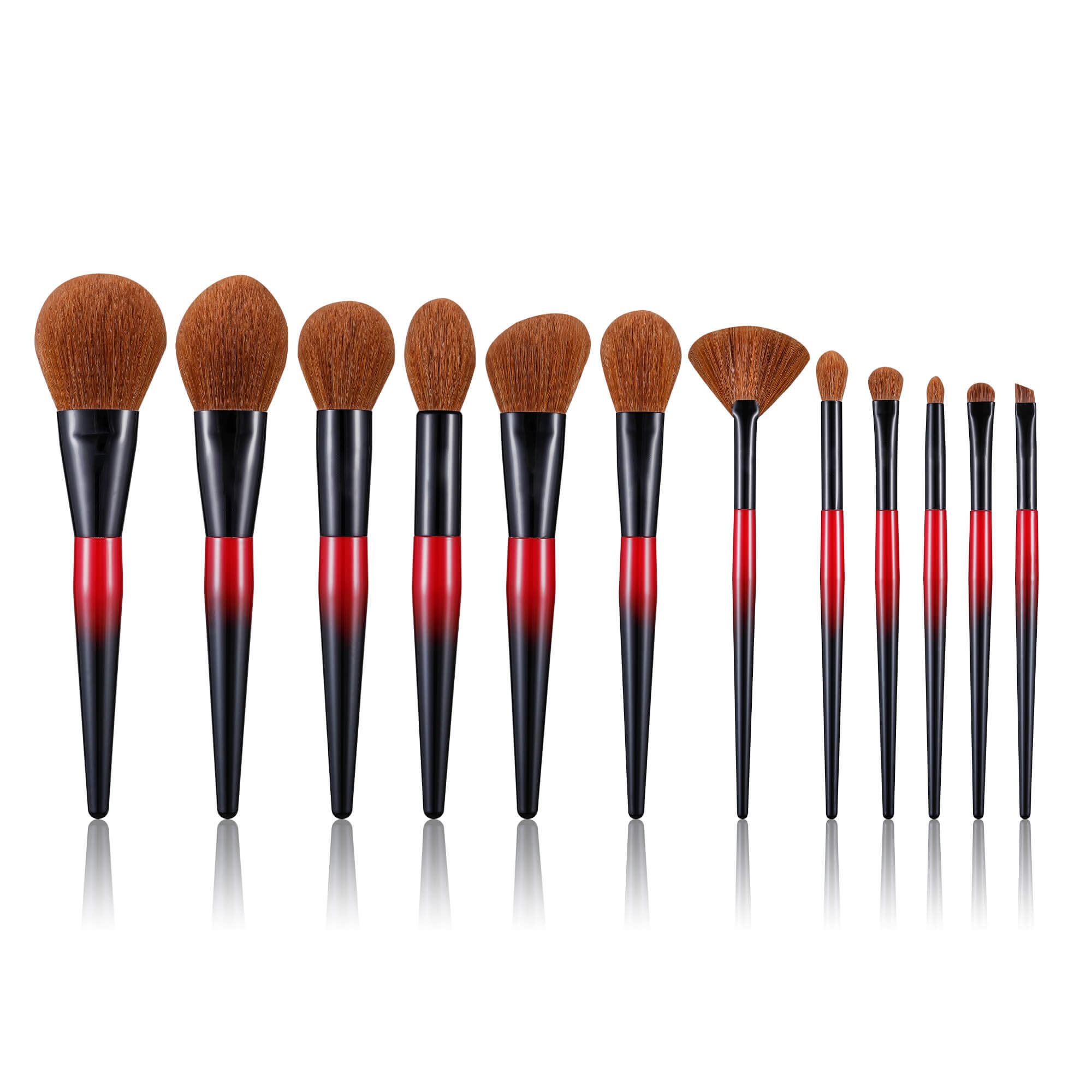 12PCS Black Red Makeup Brush Set