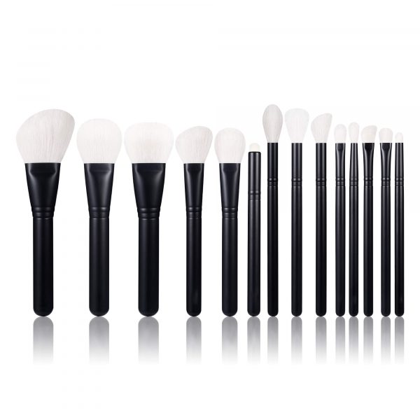 matte black 14PCS Vegan Black Makeup Brush Set