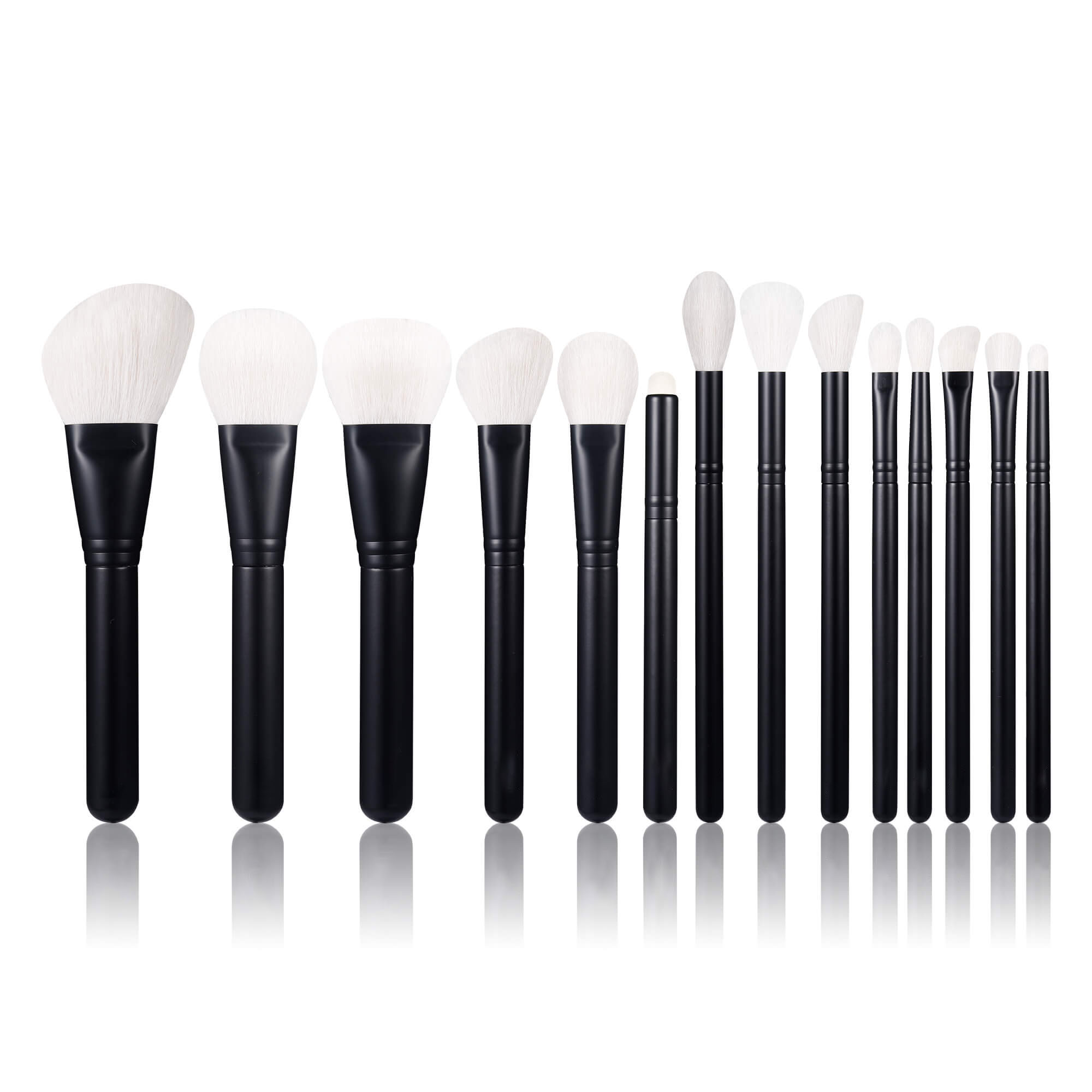 matte black 14PCS Vegan Black Makeup Brush Set
